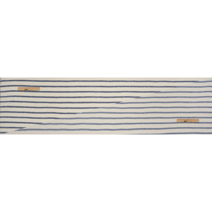 Plush Cotton Blend French Terry - Muted Blue and Off White Stripes - Deadstock