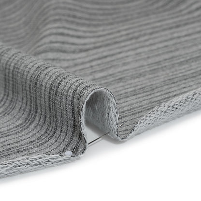 Cotton Blend French Terry - Heathered Light Gray and Charcoal Gradient Stripes - Deadstock