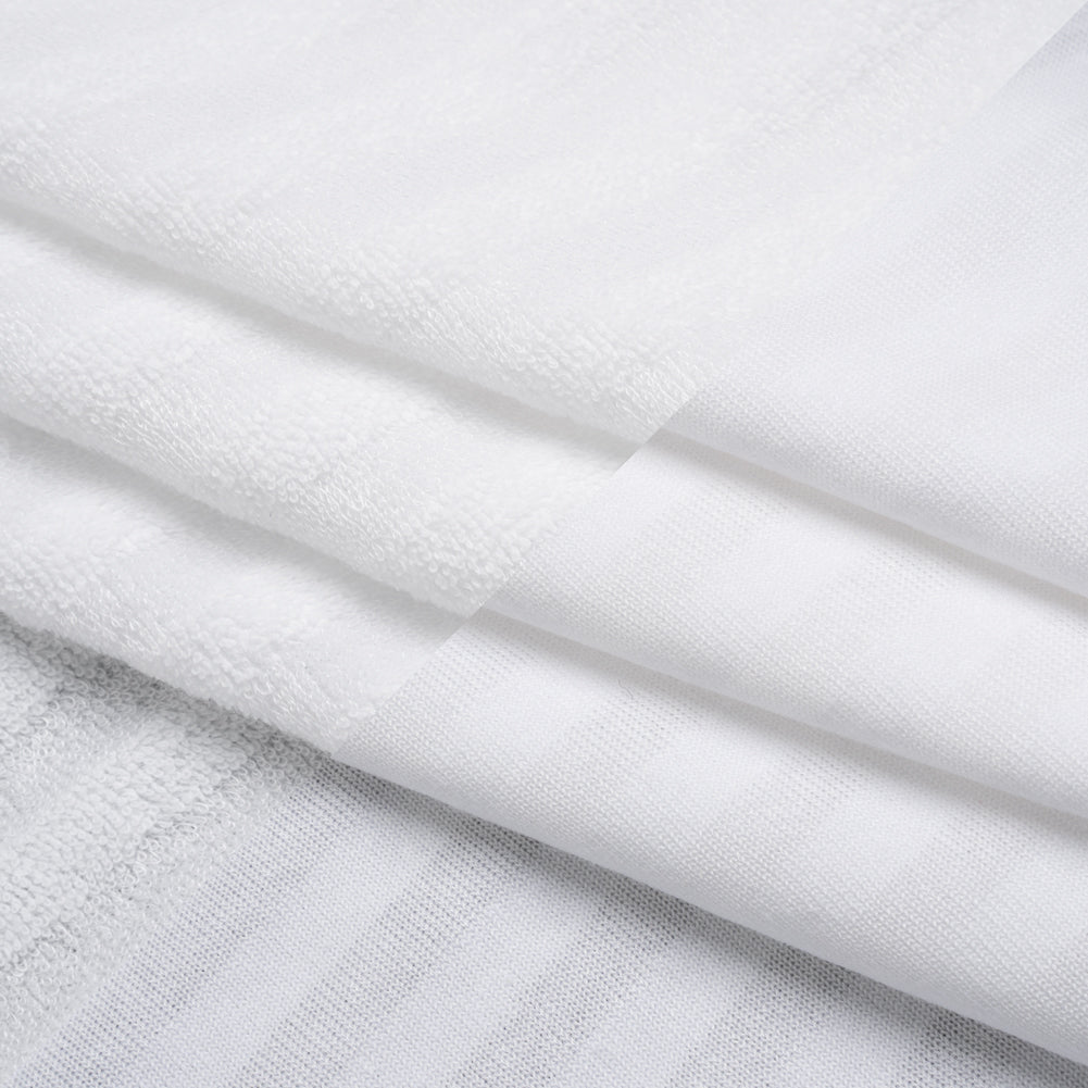Cotton and Rayon French Terry - White Tonal Stripes - Deadstock