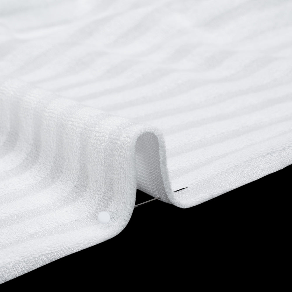 Cotton and Rayon French Terry - White Tonal Stripes - Deadstock