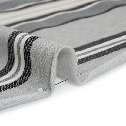Cotton Sweatshirt Fleece - Heathered Gray, Charcoal and White Barcode Stripes - Deadstock