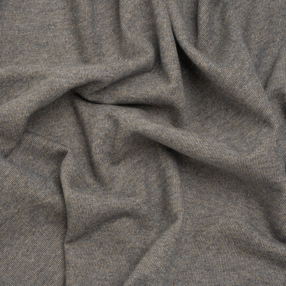 Metallic Cotton Blend French Terry - Heathered Gray and Metallic Gold - Deadstock