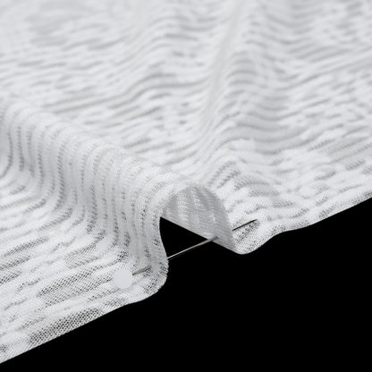 Polyester Burnout Jersey - White Floral Medallions and Stripes - Deadstock