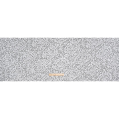 Polyester Burnout Jersey - White Floral Medallions and Stripes - Deadstock