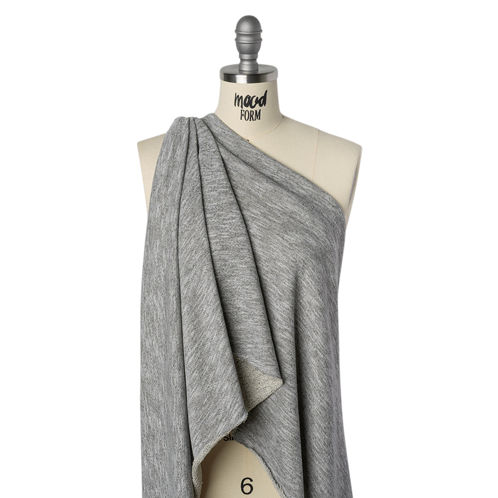 Cotton and Polyester French Terry - Heathered Gray - Deadstock