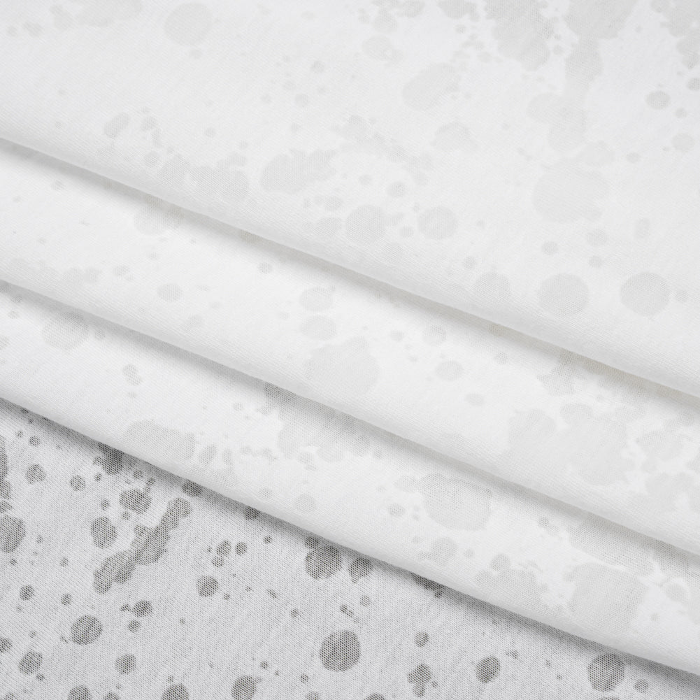 Polyester and Cotton Burnout Jersey - White Splatter Spots - Deadstock