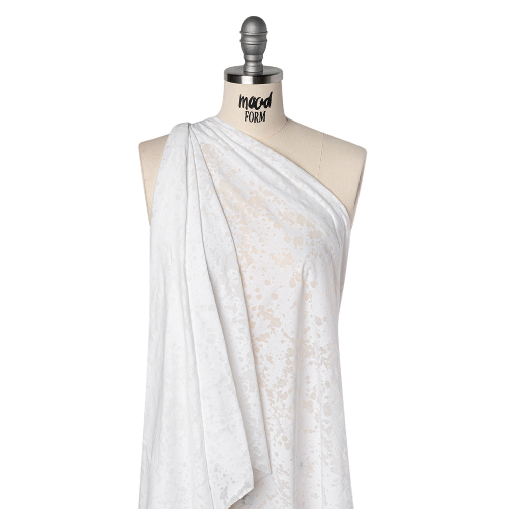 Polyester and Cotton Burnout Jersey - White Splatter Spots - Deadstock