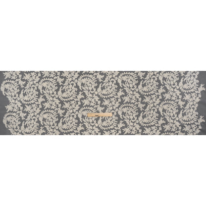 Embroidered Lace - Ivory Floral Crescents - Deadstock