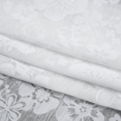 Cotton and Polyester Burnout Jersey - White Floral - Deadstock