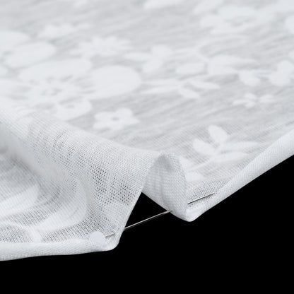 Cotton and Polyester Burnout Jersey - White Floral - Deadstock