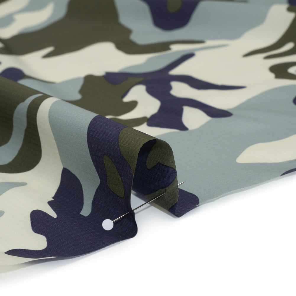 Lightweight Nylon Ripstop - Olive, Navy and Greige Camouflage - Deadstock
