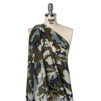 Lightweight Nylon Ripstop - Olive, Navy and Greige Camouflage - Deadstock