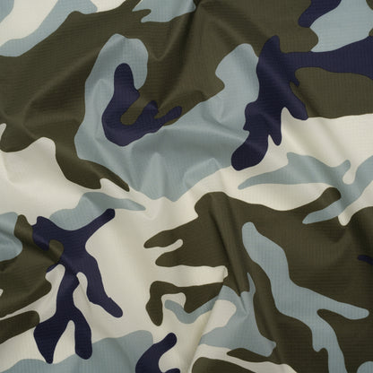 Lightweight Nylon Ripstop - Olive, Navy and Greige Camouflage - Deadstock