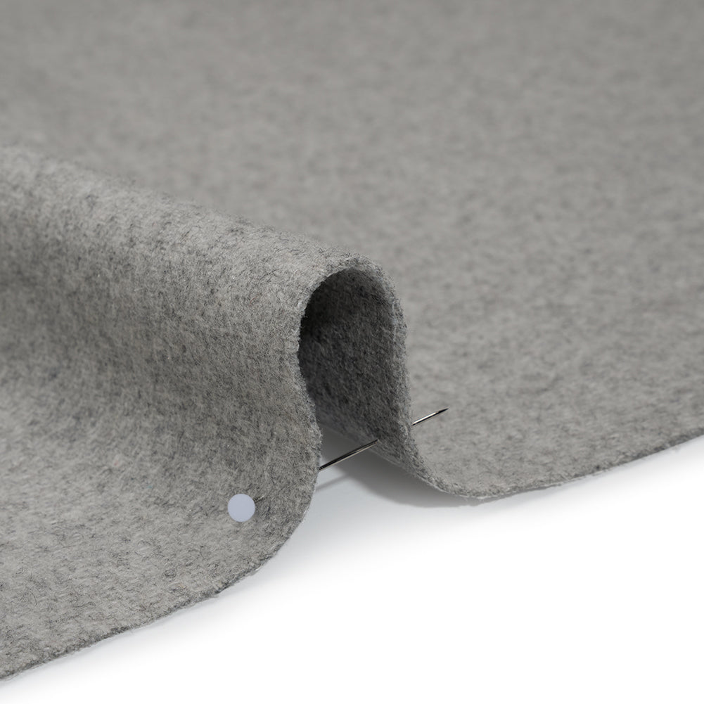 Recycled Brushed Wool Blend Twill Coating - Heathered Steel Gray - Made in Italy - Maeve Collection Detail