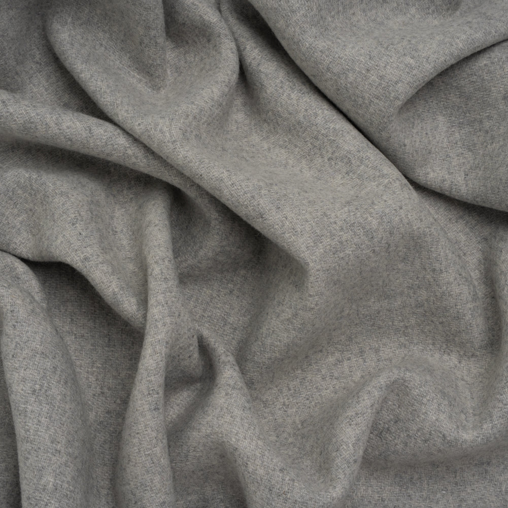 Recycled Brushed Wool Blend Twill Coating - Heathered Steel Gray - Made in Italy - Maeve Collection