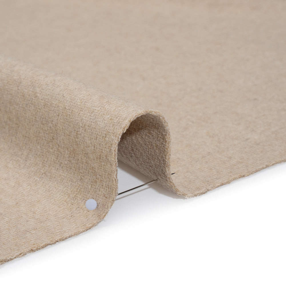 Recycled Brushed Wool Blend Twill Coating - Pasta Beige - Made in Italy - Maeve Collection Detail