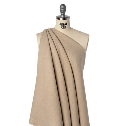 Recycled Brushed Wool Blend Twill Coating - Pasta Beige - Made in Italy - Maeve Collection Drape