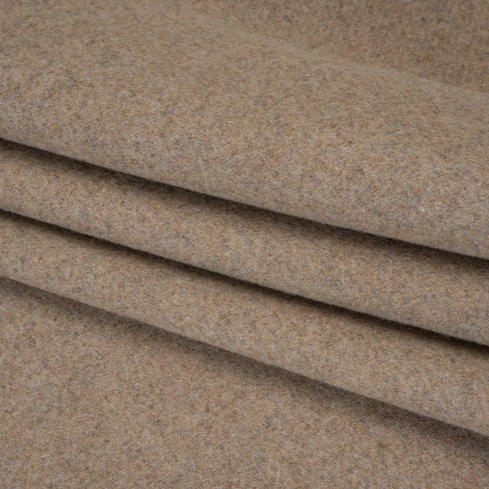 Recycled Brushed Wool Blend Twill Coating - Walnut Brown - Made in Italy - Maeve Collection Folded