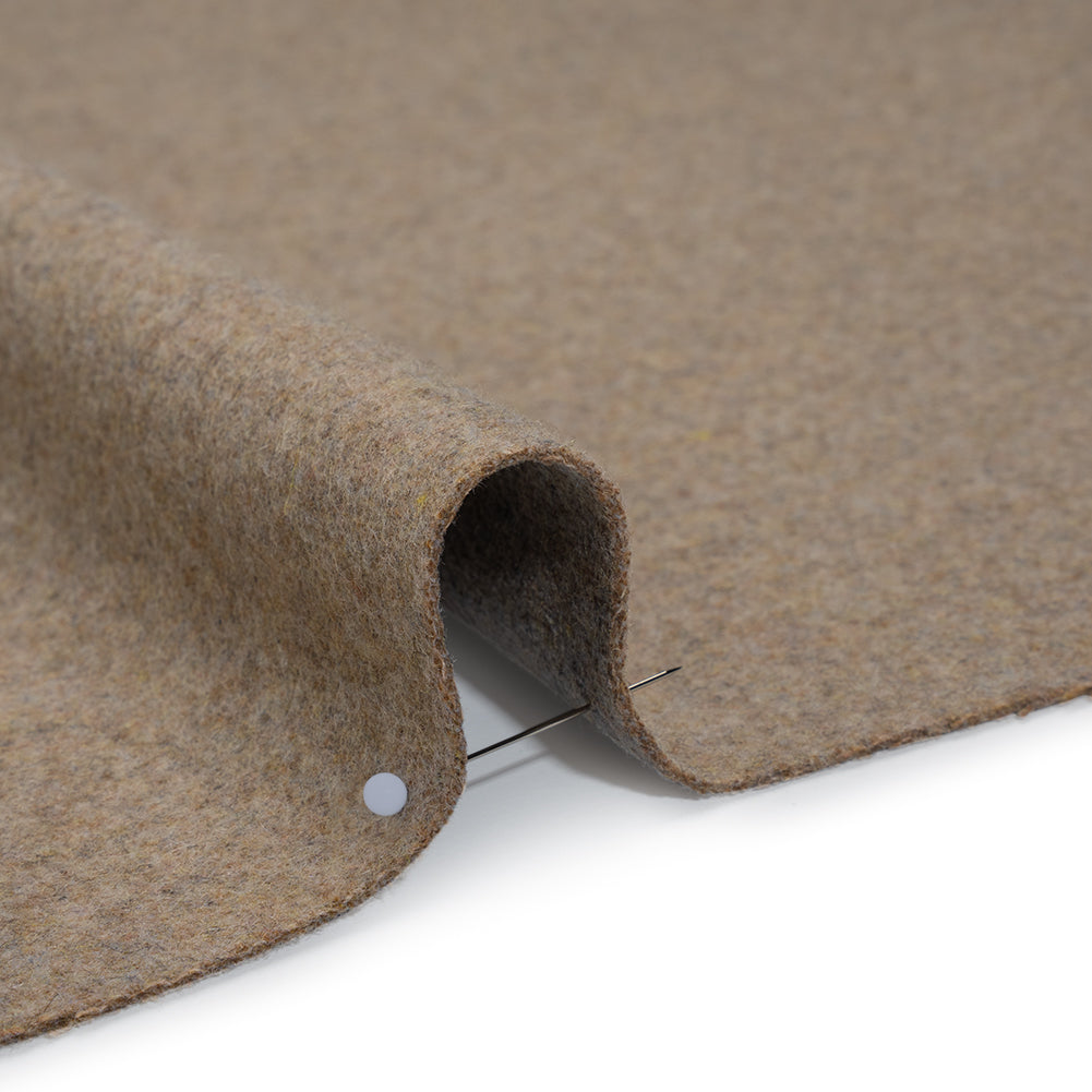 Recycled Brushed Wool Blend Twill Coating - Walnut Brown - Made in Italy - Maeve Collection Detail