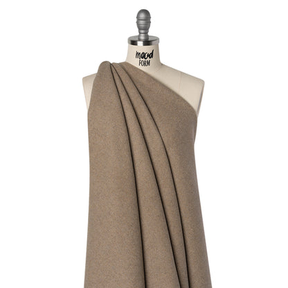 Recycled Brushed Wool Blend Twill Coating - Walnut Brown - Made in Italy - Maeve Collection Drape