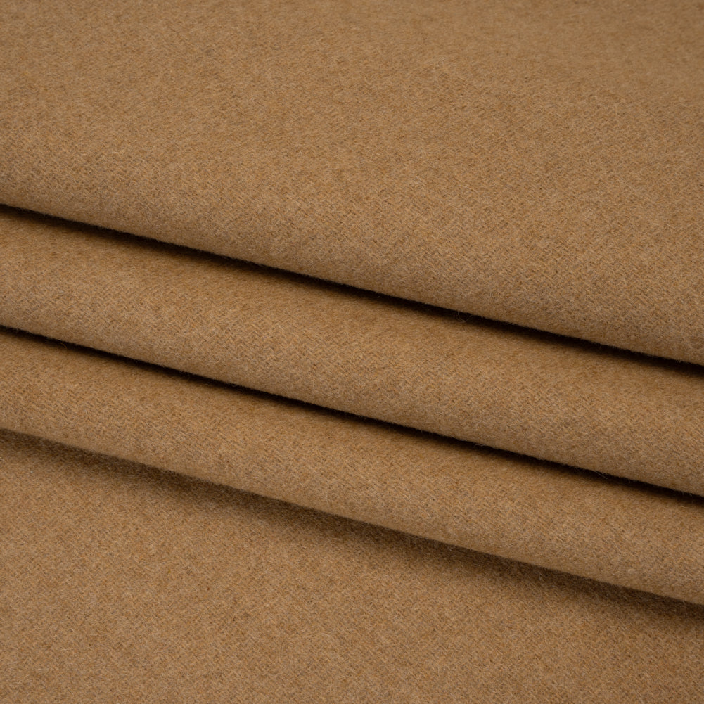 Recycled Brushed Wool Blend Twill Coating - Desert Beige - Made in Italy - Maeve Collection Folded