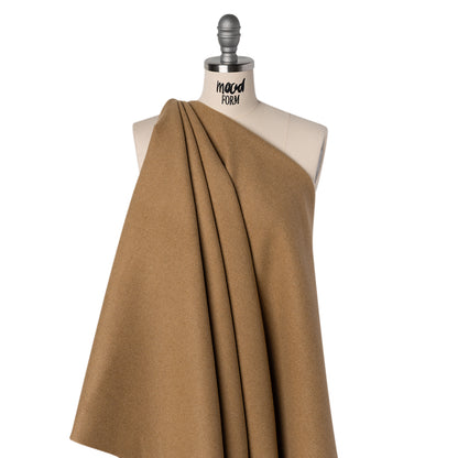 Recycled Brushed Wool Blend Twill Coating - Desert Beige - Made in Italy - Maeve Collection Drape