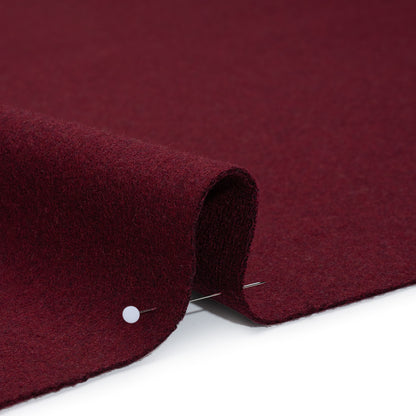 Recycled Brushed Wool Blend Twill Coating - Wine Red - Made in Italy - Maeve Collection Detail