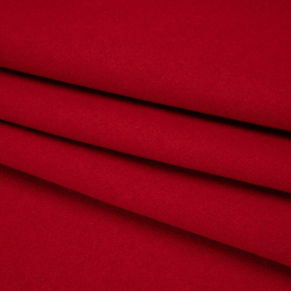 Recycled Brushed Wool Blend Twill Coating - Ruby Red - Made in Italy - Maeve Collection Folded