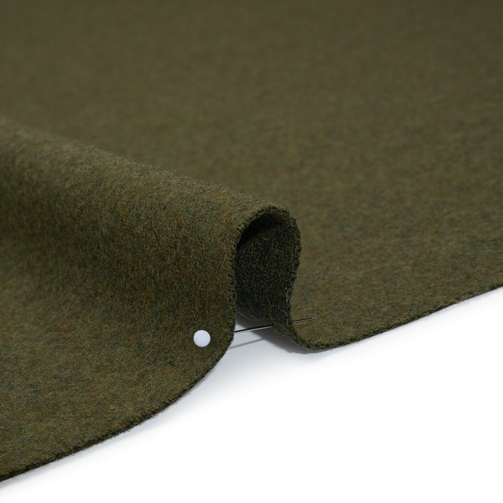 Recycled Brushed Wool Blend Twill Coating - Army Green - Made in Italy - Maeve Collection Detail