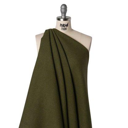 Recycled Brushed Wool Blend Twill Coating - Army Green - Made in Italy - Maeve Collection Drape