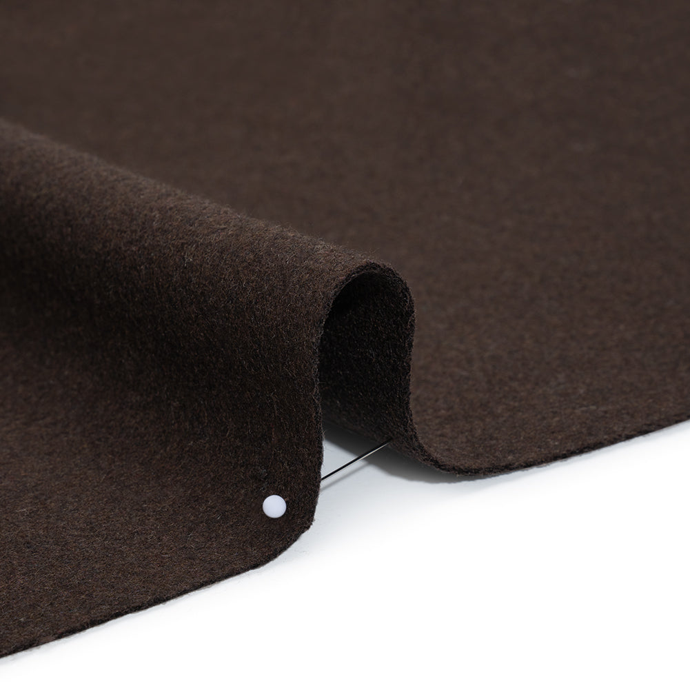 Recycled Brushed Wool Blend Twill Coating - Dark Brown - Made in Italy - Maeve Collection Detail