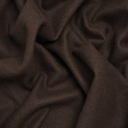 Recycled Brushed Wool Blend Twill Coating - Dark Brown - Made in Italy - Maeve Collection