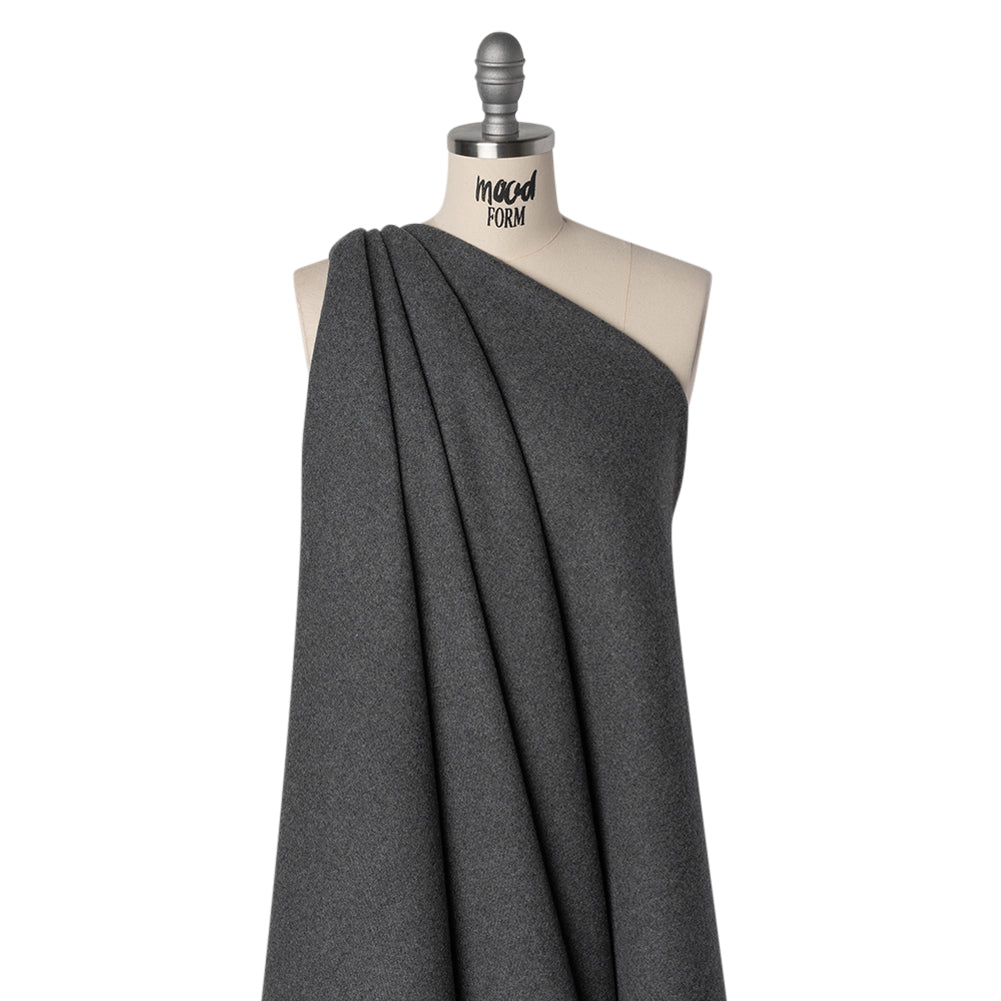 Recycled Brushed Wool Blend Twill Coating - Lead Gray - Made in Italy - Maeve Collection Drape