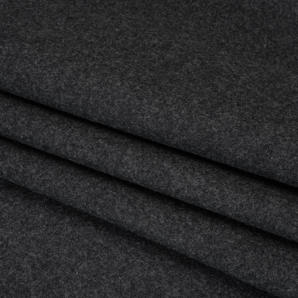 Recycled Brushed Wool Blend Twill Coating - Smoke Gray - Made in Italy - Maeve Collection Folded