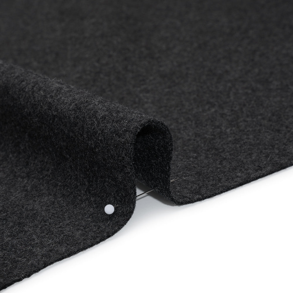 Recycled Brushed Wool Blend Twill Coating - Smoke Gray - Made in Italy - Maeve Collection Detail