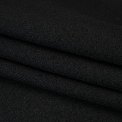 Recycled Brushed Wool Blend Twill Coating - Black - Made in Italy - Maeve Collection Folded