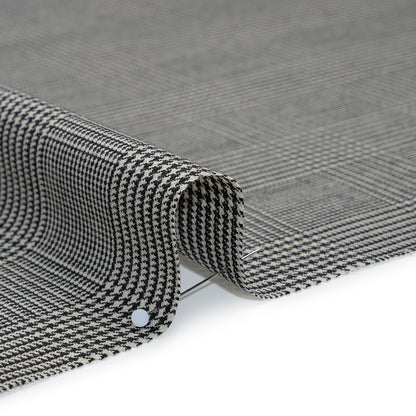 Stretch Wool Twill Suiting Made in Italy - Black and White Glen Plaid