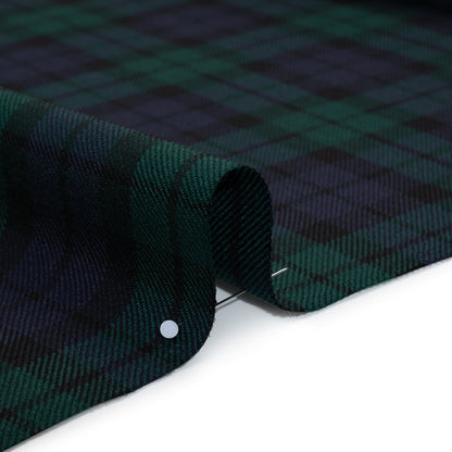 Virgin Wool Twill Made in Italy - Blue and Green Black Watch Plaid