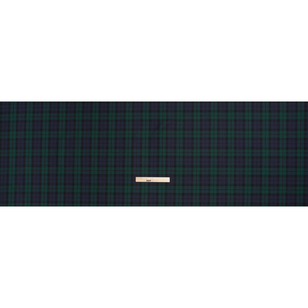 Virgin Wool Twill Made in Italy - Blue and Green Black Watch Plaid