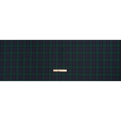 Virgin Wool Twill Made in Italy - Blue and Green Black Watch Plaid