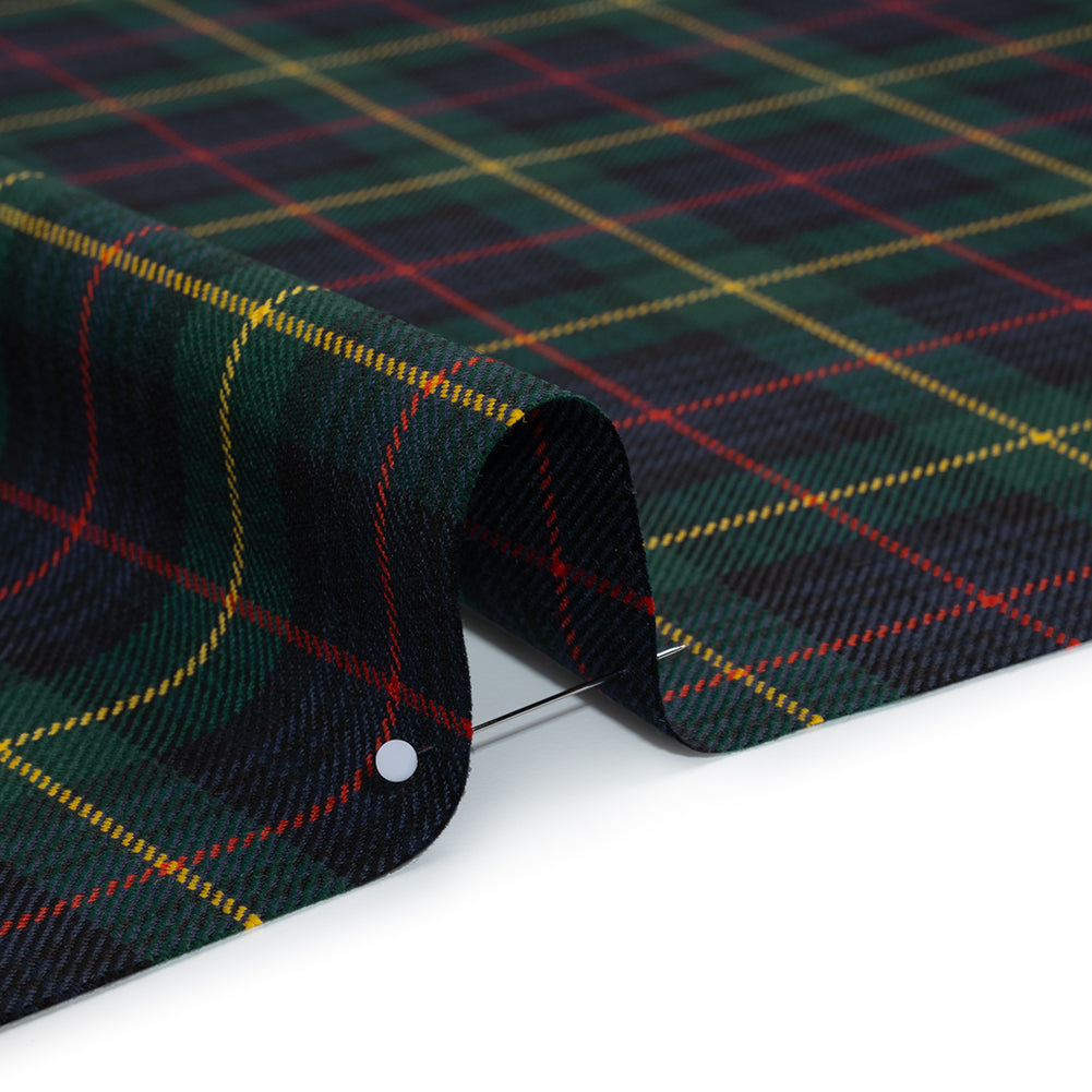 Virgin Wool Twill Made in Italy - Blue, Green, Red and Yellow Plaid Detail