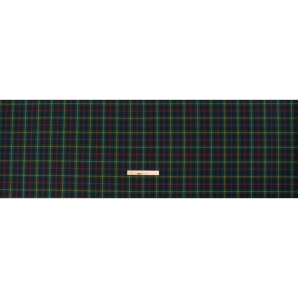 Virgin Wool Twill Made in Italy - Blue, Green, Red and Yellow Plaid Full