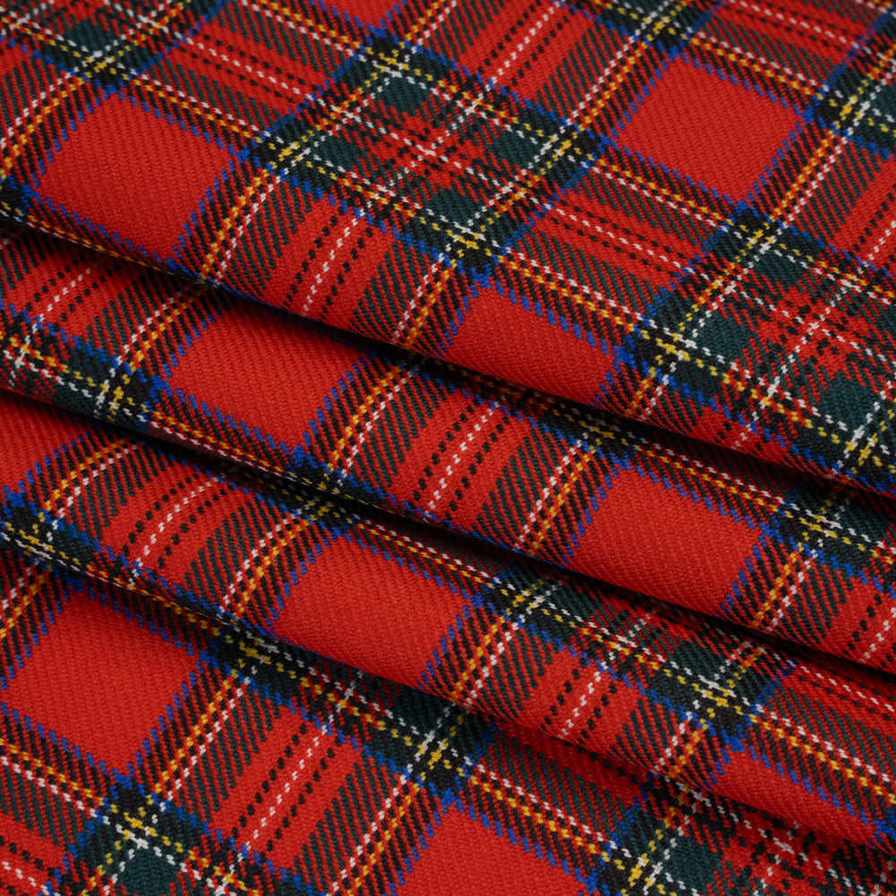 Virgin Wool Twill Made in Italy - Red, Green and Yellow Plaid