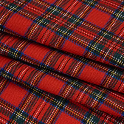 Virgin Wool Twill Made in Italy - Red, Green and Yellow Plaid