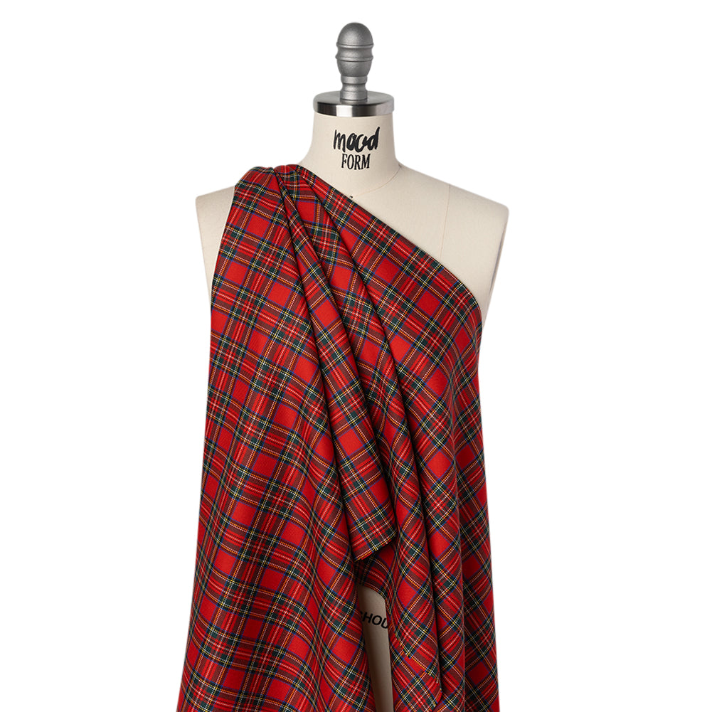 Virgin Wool Twill Made in Italy - Red, Green and Yellow Plaid