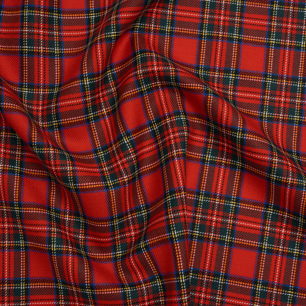 Virgin Wool Twill Made in Italy - Red, Green and Yellow Plaid