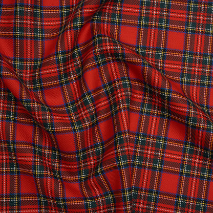 Virgin Wool Twill Made in Italy - Red, Green and Yellow Plaid