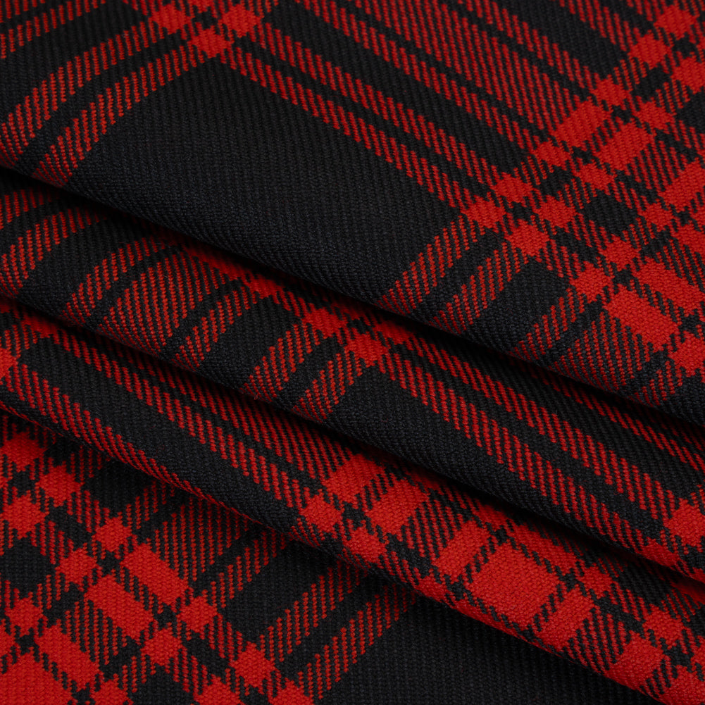 Virgin Wool Twill Made in Italy - Red and Black Plaid