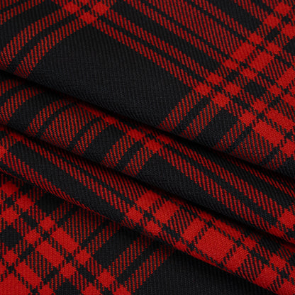 Virgin Wool Twill Made in Italy - Red and Black Plaid