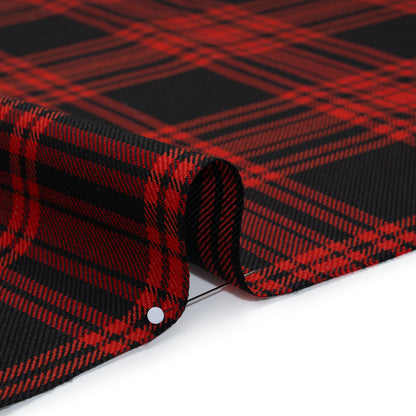 Virgin Wool Twill Made in Italy - Red and Black Plaid